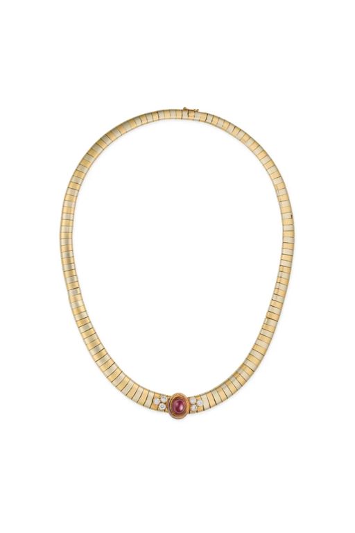 18k Gold Ruby and Diamond Necklace