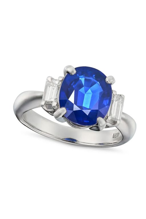 Platinum Sapphire and Diamond Ring