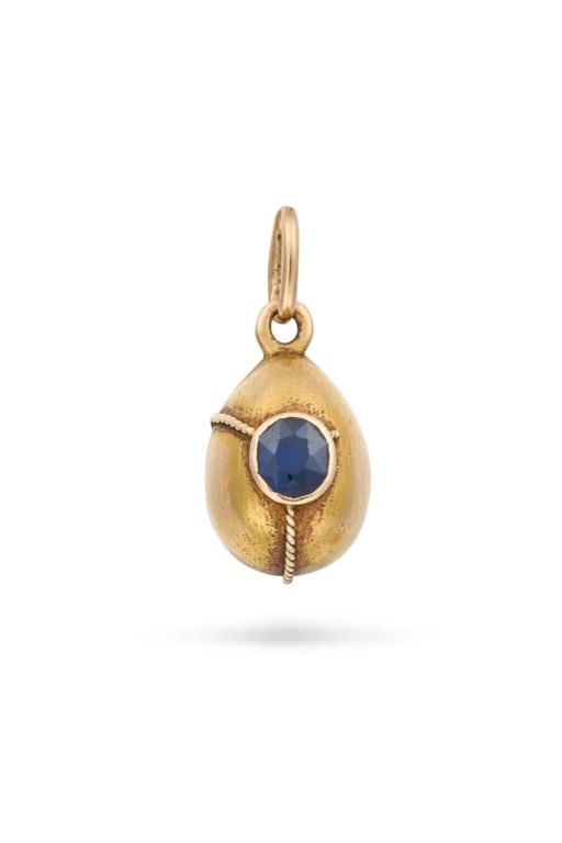 Yellow Gold Sapphire and Pearl Pendant