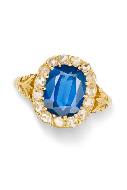 Yellow Gold Sapphire and Diamond Ring