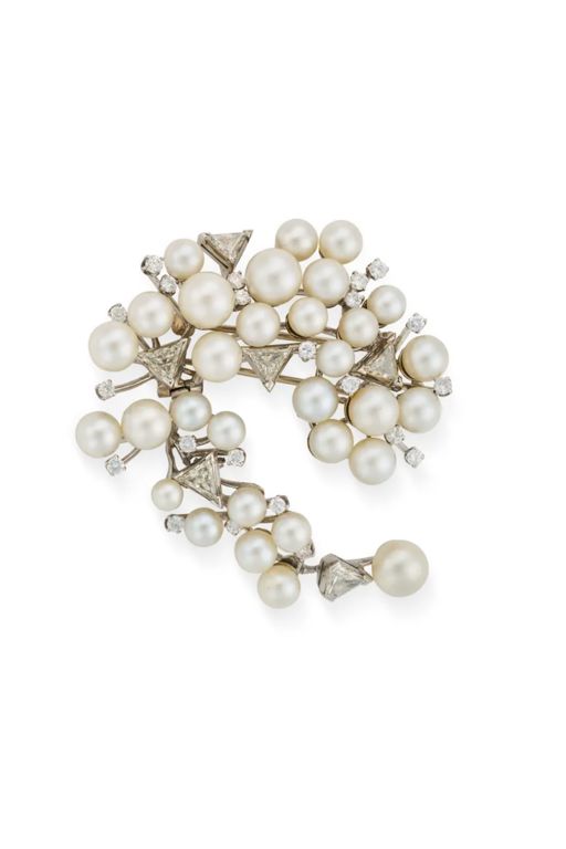 Pearl and Diamond Brooch
