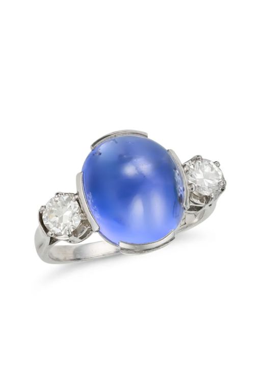 Platinum Sapphire and Diamond Ring