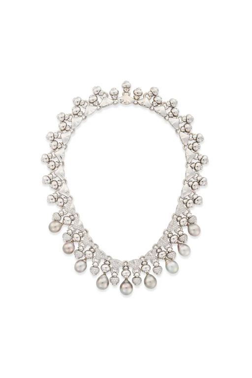 18k Gold Pearl and Diamond Necklace