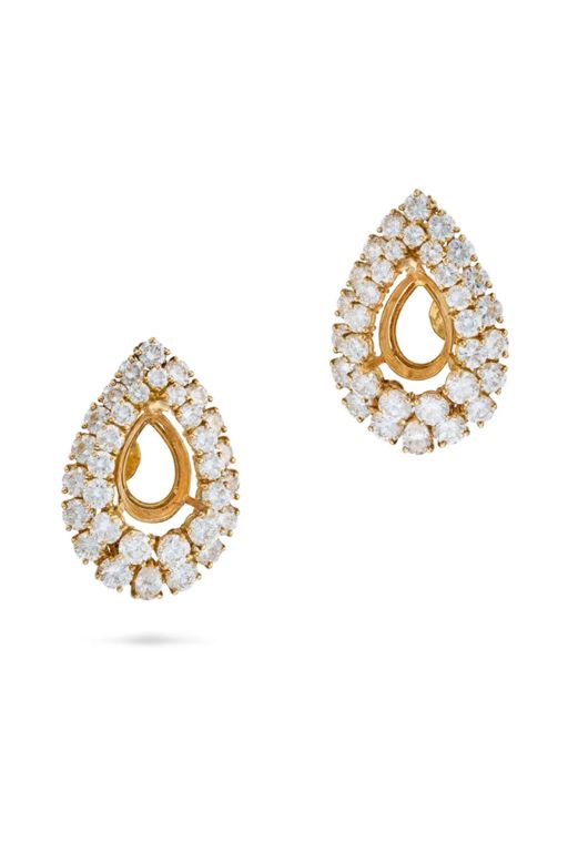 Pair of 18k Gold Diamond Earrings