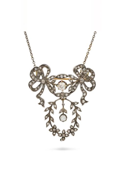 Diamond Brooch Pendant Necklace