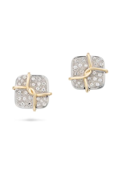 Pair of Gold Diamond Earrings