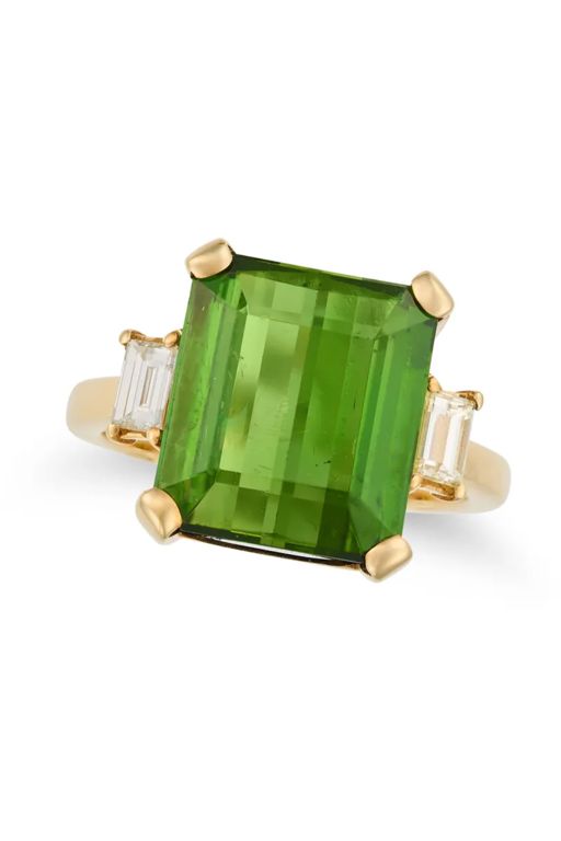 18k Gold Tourmaline and Diamond Ring