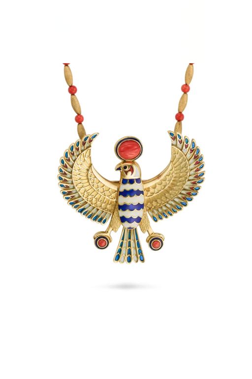 18k Gold Coral Pendant Necklace Brooch