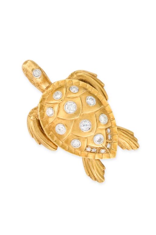 18k Gold Diamond Brooch