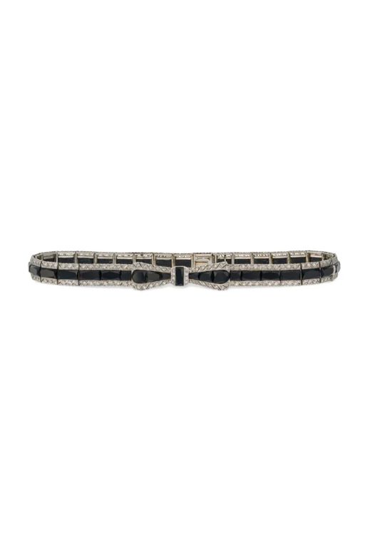 Onyx and Diamond Necklace and Bracelet