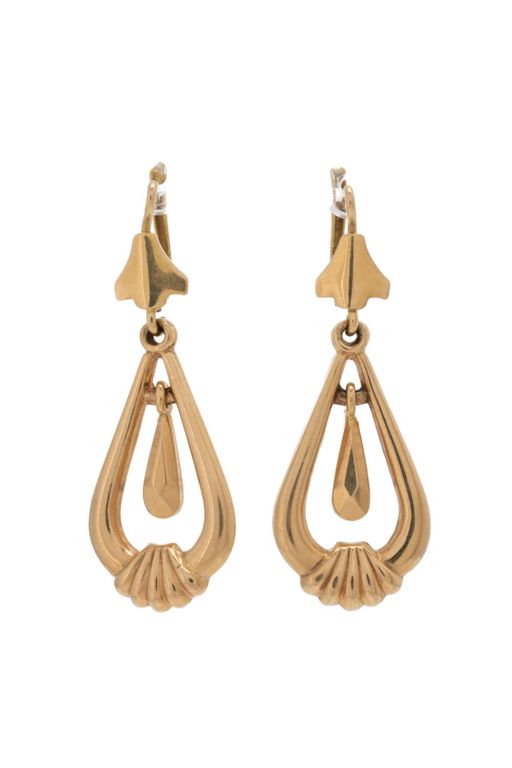 18k Yellow Gold Shell Pendant Earrings