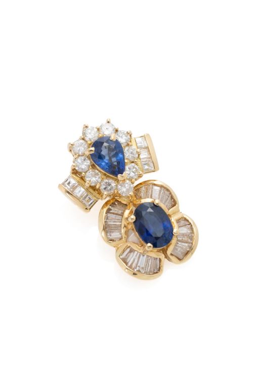 Yellow Gold Sapphire and Diamond Cluster Pendant