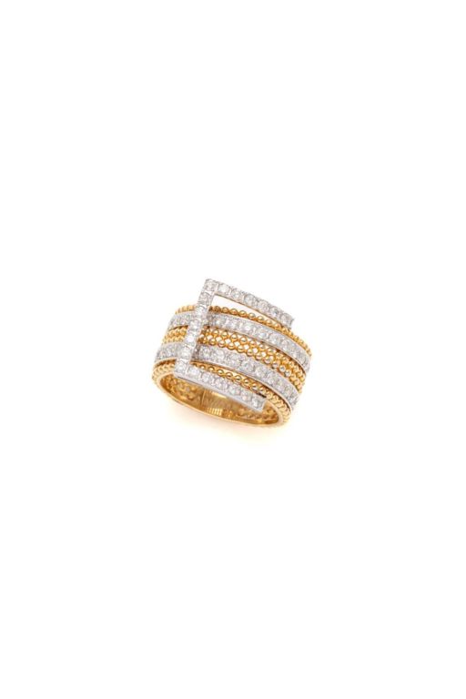 18k Yellow and White Gold Diamond Buckle Ring