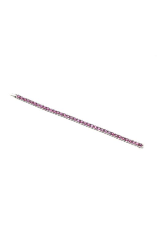 Platinum Ruby and Diamond Line Bracelet