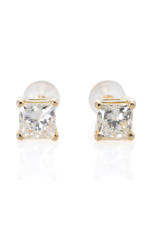 18k Yellow Gold Diamond Stud Earrings