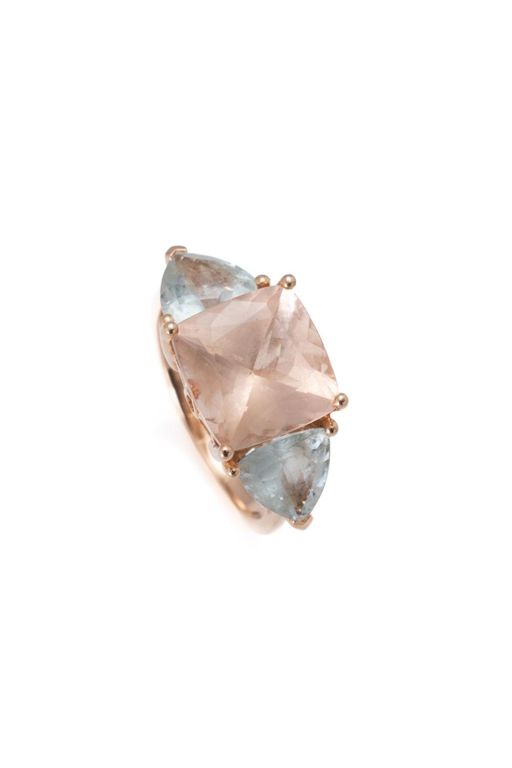 14k Rose Gold Morganite and Aquamarine Ring