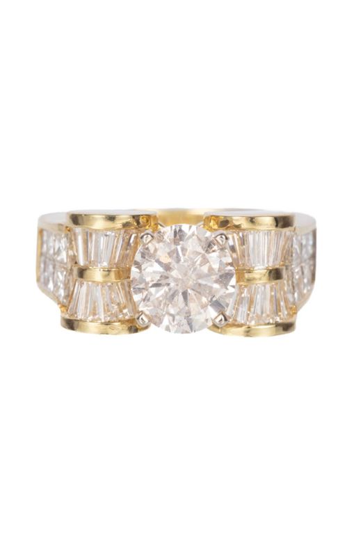 18k Yellow Gold Diamond Bow Ring