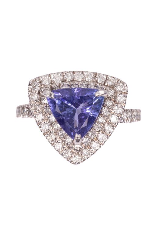 14k White Gold Tanzanite and Diamond Ring