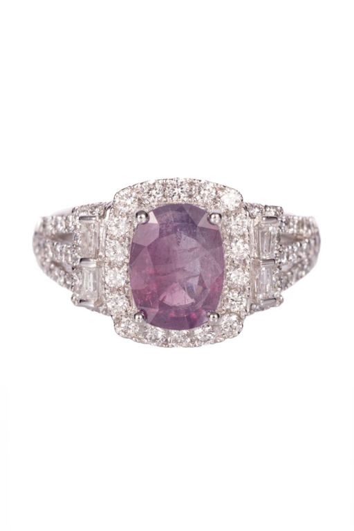 Platinum Sapphire and Diamond Ring