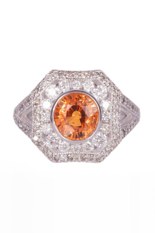 14k White Gold Garnet and Diamond Ring