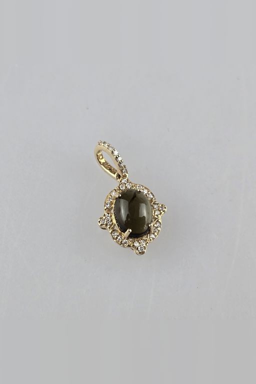 14k Yellow Gold Tourmaline and Diamond Pendant