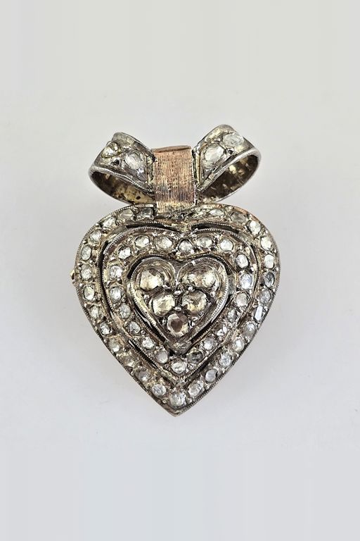 8k Gold Diamond Heart Brooch/Pendant