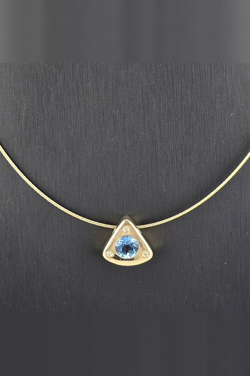 14k Yellow Gold Topaz and Diamond Pendant Necklace
