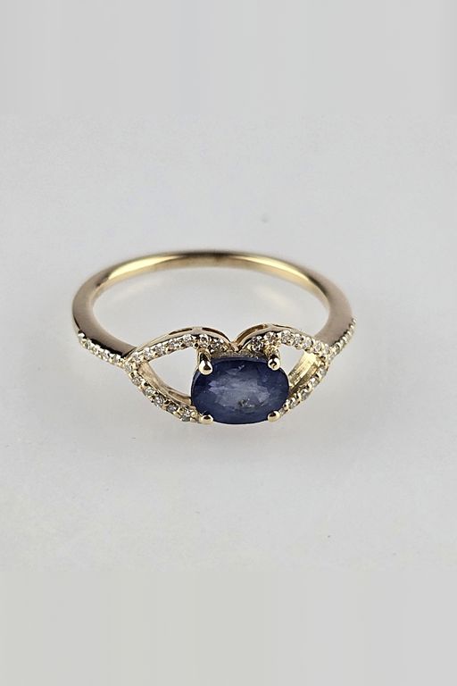 14k Yellow Gold Sapphire and Diamond Ring