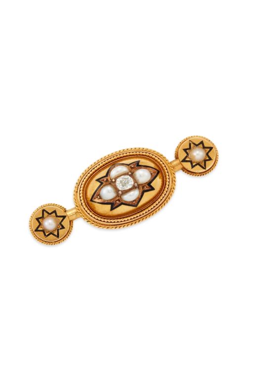 Gold Diamond and Pearl Brooch