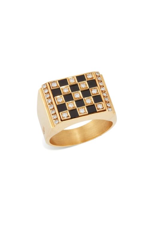 18k Gold Onyx and Diamond Ring
