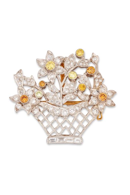 18k Gold Diamond Pendant Brooch