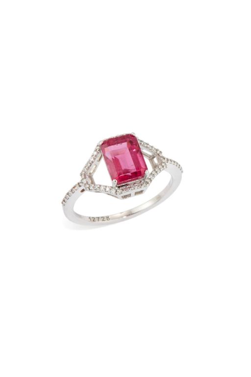 Platinum Tourmaline and Diamond Ring