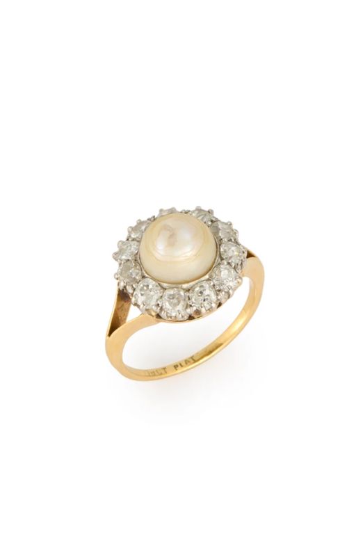 18k Gold and Platinum Pearl Ring