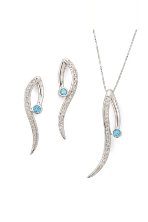 18k Gold Topaz and Diamond Jewelry Set