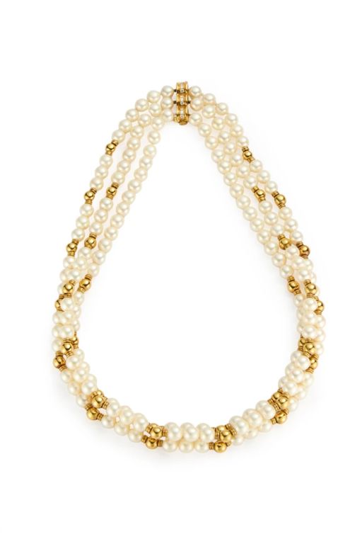 18k Gold Pearl and Diamond Necklace