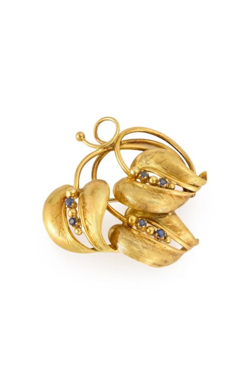 18k Gold Sapphire Brooch