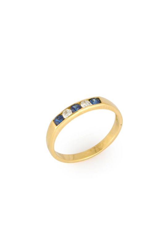 18k Gold Sapphire and Diamond Ring