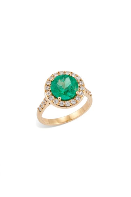 18k Gold Emerald and Diamond Ring