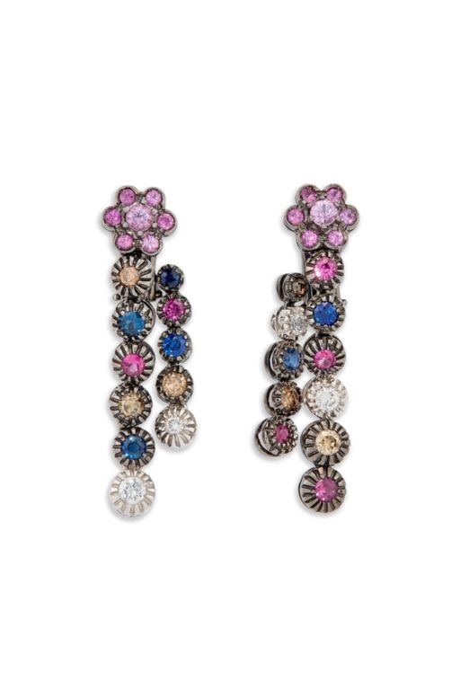 Pair of 18k Gold Sapphire and Diamond Earrings