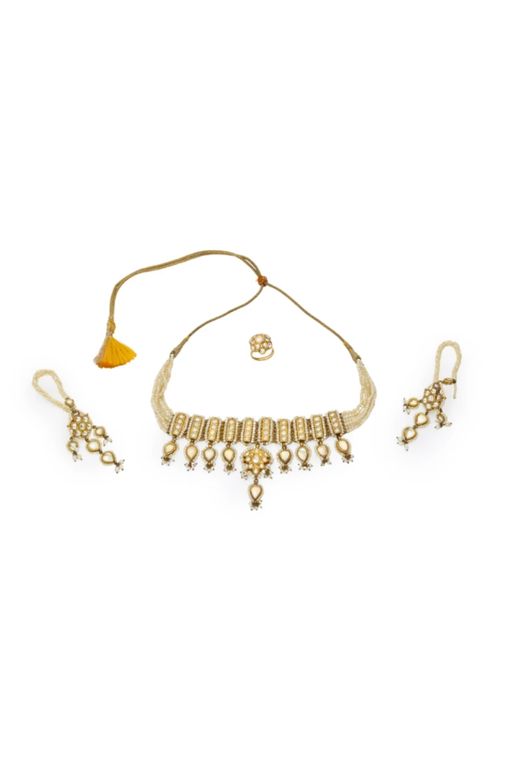 Gold Zircon and Pearl Jewelry Set