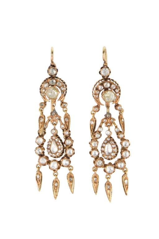 Pair of 12k Gold Diamond Earrings