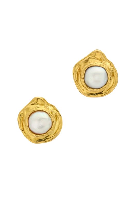 Pair of 18k Gold Pearl Earrings