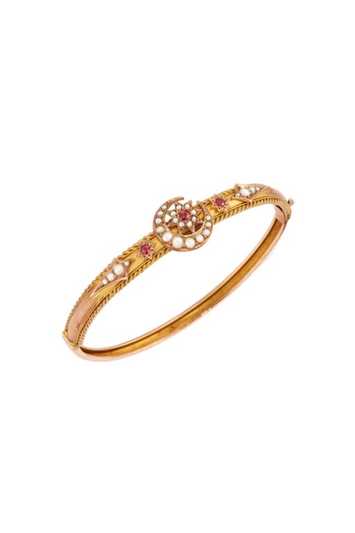 9k Gold Pearl and Garnet Bracelet