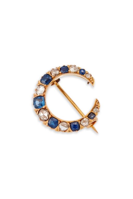 18k Gold Sapphire and Diamond Brooch