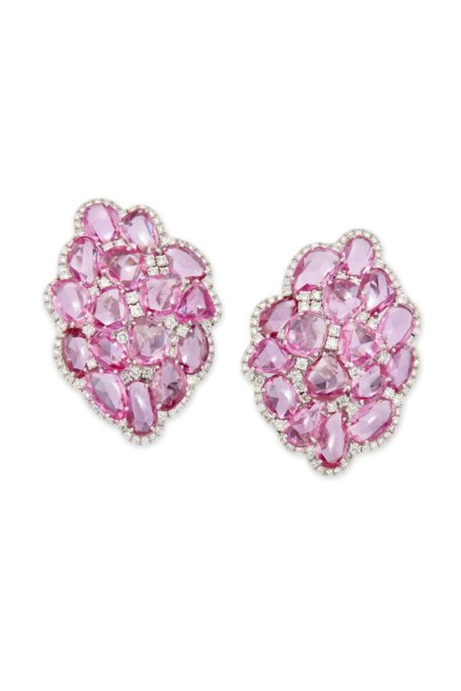 Pair of 18k Gold Sapphire and Diamond Earrings