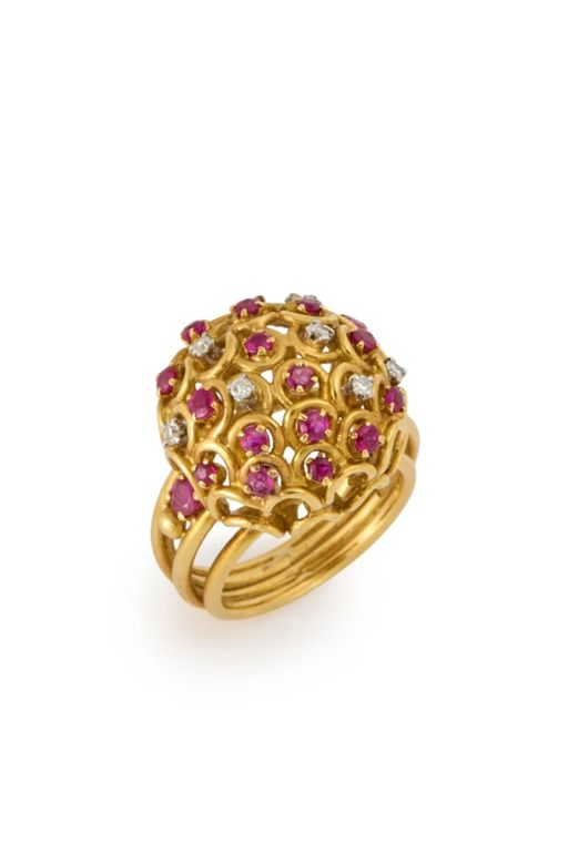 18k Gold Ruby and Diamond Ring