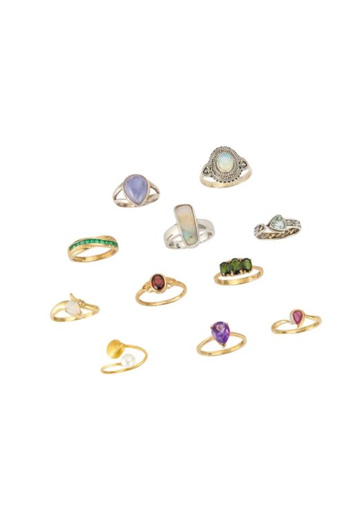 Gold Multi-Gem Rings