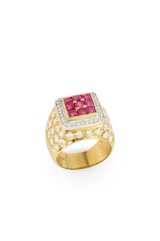 18k Gold Ruby and Diamond Ring