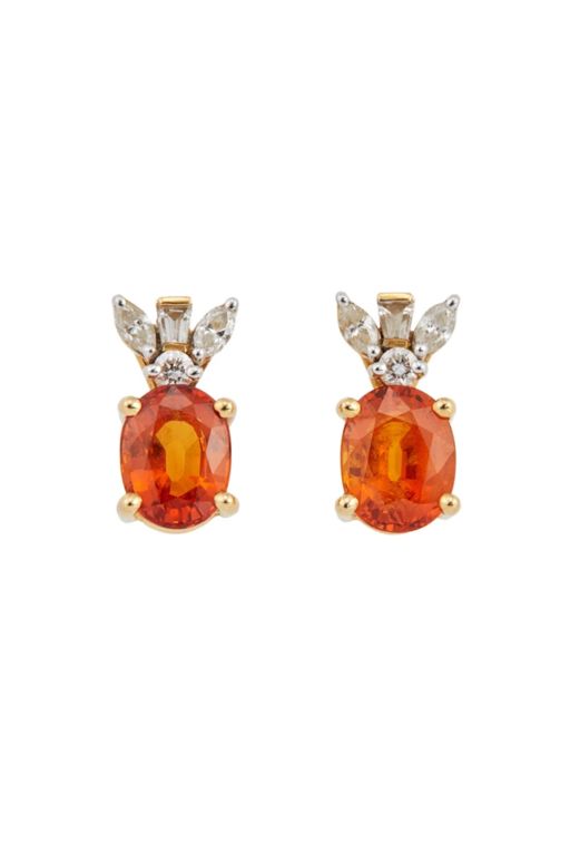 Pair of 18k Gold Sapphire and Diamond Earrings
