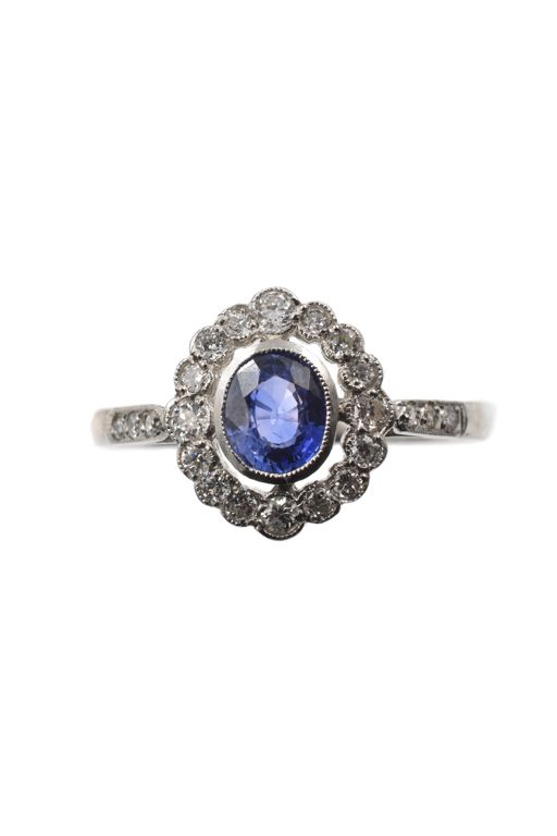 Platinum Sapphire and Diamond Ring